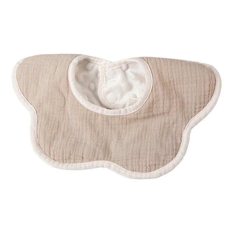 127D 360 Degree Rotation Burp Cloth Solid Color Baby Flower Shape Feeding Bib Pure Cotton Saliva Towel Breathable Wa